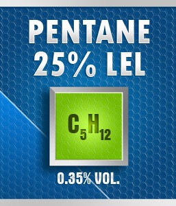 Gasco Bump Test 154-25: Pentane (C5H12)  0.35% vol. (25% LEL) Calibration Gas