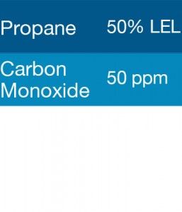 Gasco 302 Multi-Gas Mix: 50 PPM Carbon Monoxide, 50% LEL Propane, Balance Air