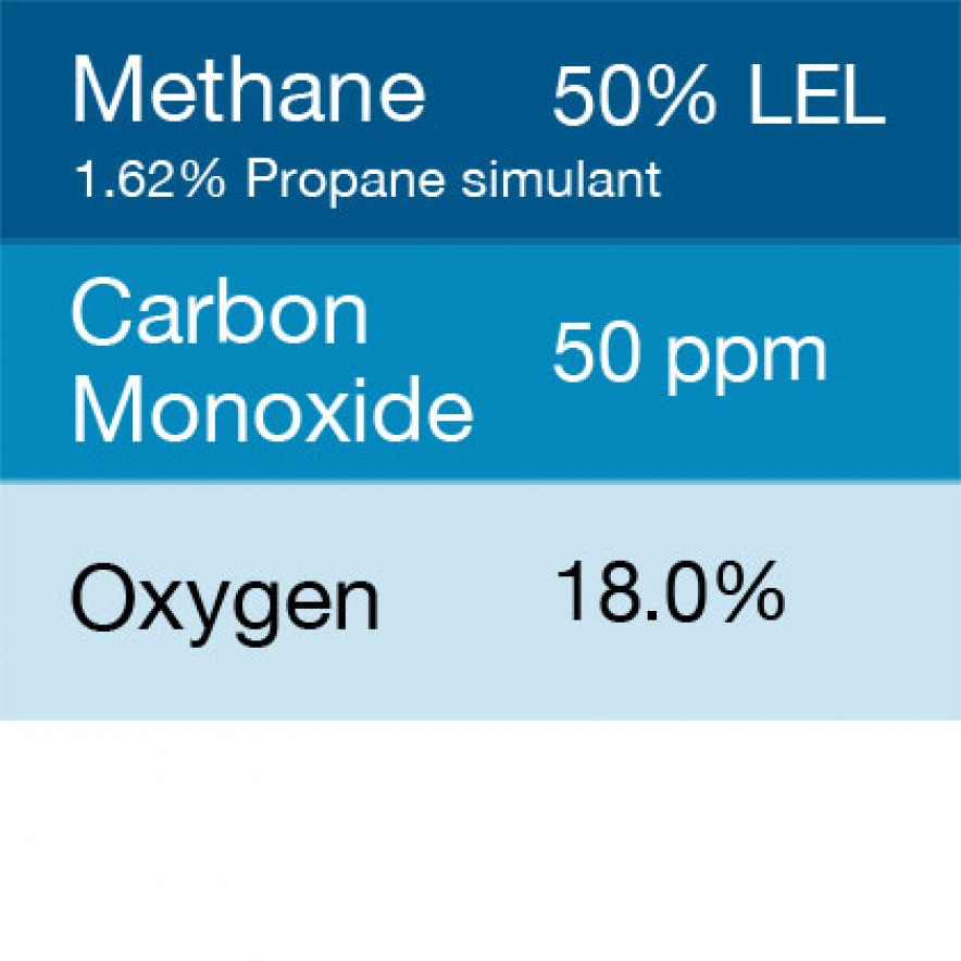 Gasco 303E Multi-Gas Mix: 50 PPM Carbon Monoxide, 1