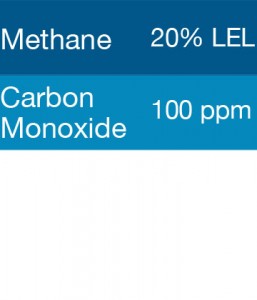 Bump Test Gas: Gasco 308 Multi-Gas Mix: 100 PPM Carbon Monoxide, 20% LEL Methane, Balance Air