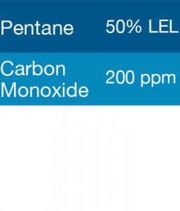 Gasco 349 Multi-Gas Mix: 200 PPM Carbon Monoxide, 50% LEL Pentane, Balance Air