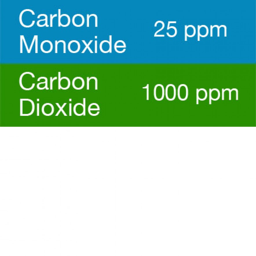 Gasco 380 Multi-Gas Mix: 25 PPM Carbon Monoxide, 1000 PPM Carbon Dioxide, Balance Air 1