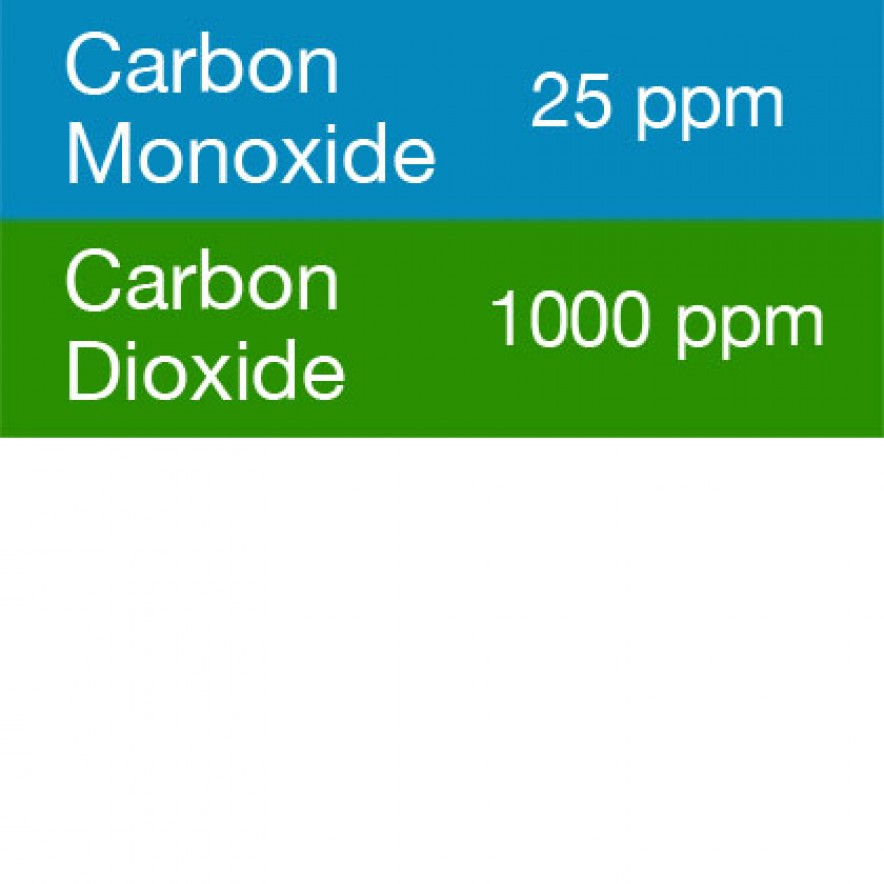 Bump Test Gas: Gasco 380 Multi-Gas Mix: 25 PPM Carbon Monoxide, 1000 PPM Carbon Dioxide, Balance Air 1