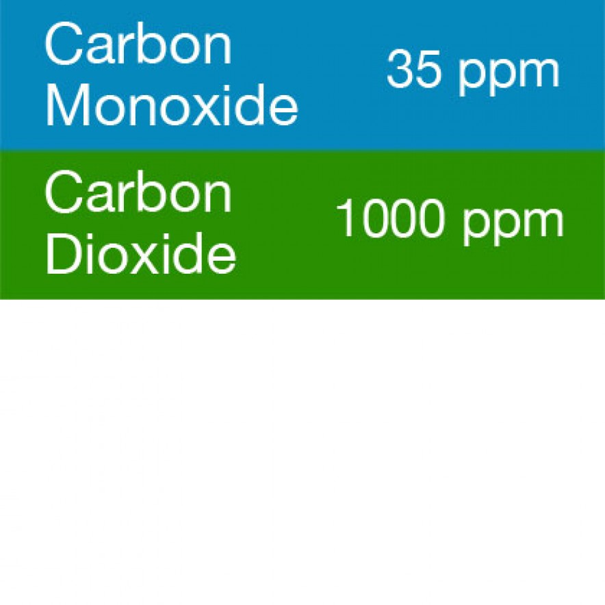 Bump Test Gas: Gasco 389-35 Multi-Gas Mix: 35 PPM Carbon Monoxide, 1000 PPM Carbon Dioxide, Balance Air 1