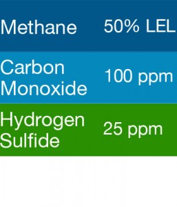 Gasco 404 Multi-Gas Mix: 100 PPM Carbon Monoxide, 50% LEL Methane, 25 PPM Hydrogen Sulfide, Balance Air