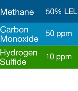 Gasco 413 Multi-Gas Mix: 50 PPM Carbon Monoxide, 50% LEL Methane, 10 PPM Hydrogen Sulfide, Balance Air