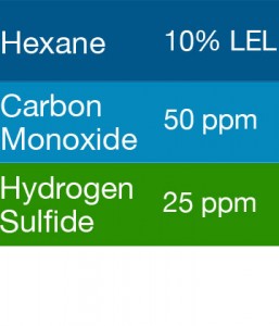 Gasco 452 Multi-Gas Mix: 50 PPM Carbon Monoxide, 10% LEL Hexane, 25 PPM Hydrogen Sulfide, Balance Air