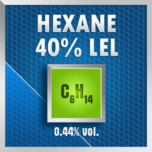 Gasco Bump Test 262-40: Hexane (C6H14) 0.44% vol. (40% LEL) Calibration Gas
