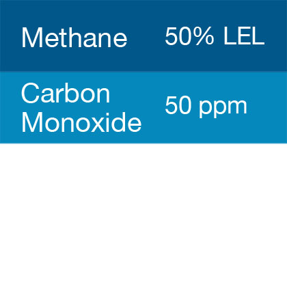 Gasco 301 Multi-Gas Mix: 50 PPM Carbon Monoxide, 50% LEL Methane, Balance Air