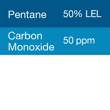 Gasco 322 Multi-Gas Mix: 50 PPM Carbon Monoxide, 50% LEL Pentane, Balance Air