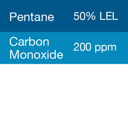 Bump Test Gas: Gasco 349 Multi-Gas Mix: 200 PPM Carbon Monoxide, 50% LEL Pentane, Balance Air