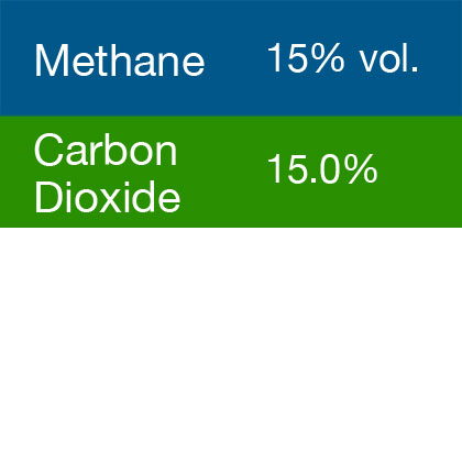 Bump Test Gas: Gasco 368 Multi-Gas Mix: 15% Volume Methane, 15.0% Carbon Dioxide, Balance Nitrogen