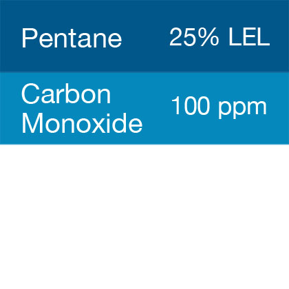 Bump Test Gas: Gasco 370 Multi-Gas Mix: 100 PPM Carbon Monoxide, 25% LEL Pentane, Balance Air