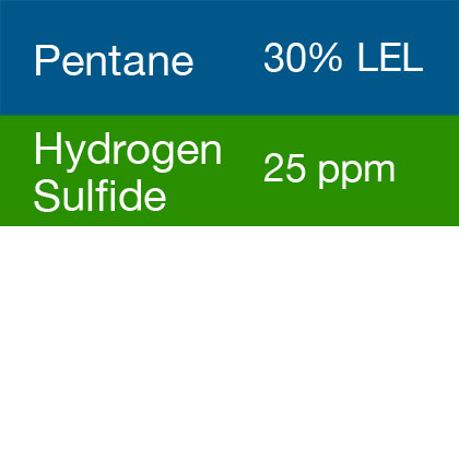 Gasco 407 Multi-Gas Mix: 30% LEL Pentane, 25 PPM Hydrogen Sulfide, Balance Air
